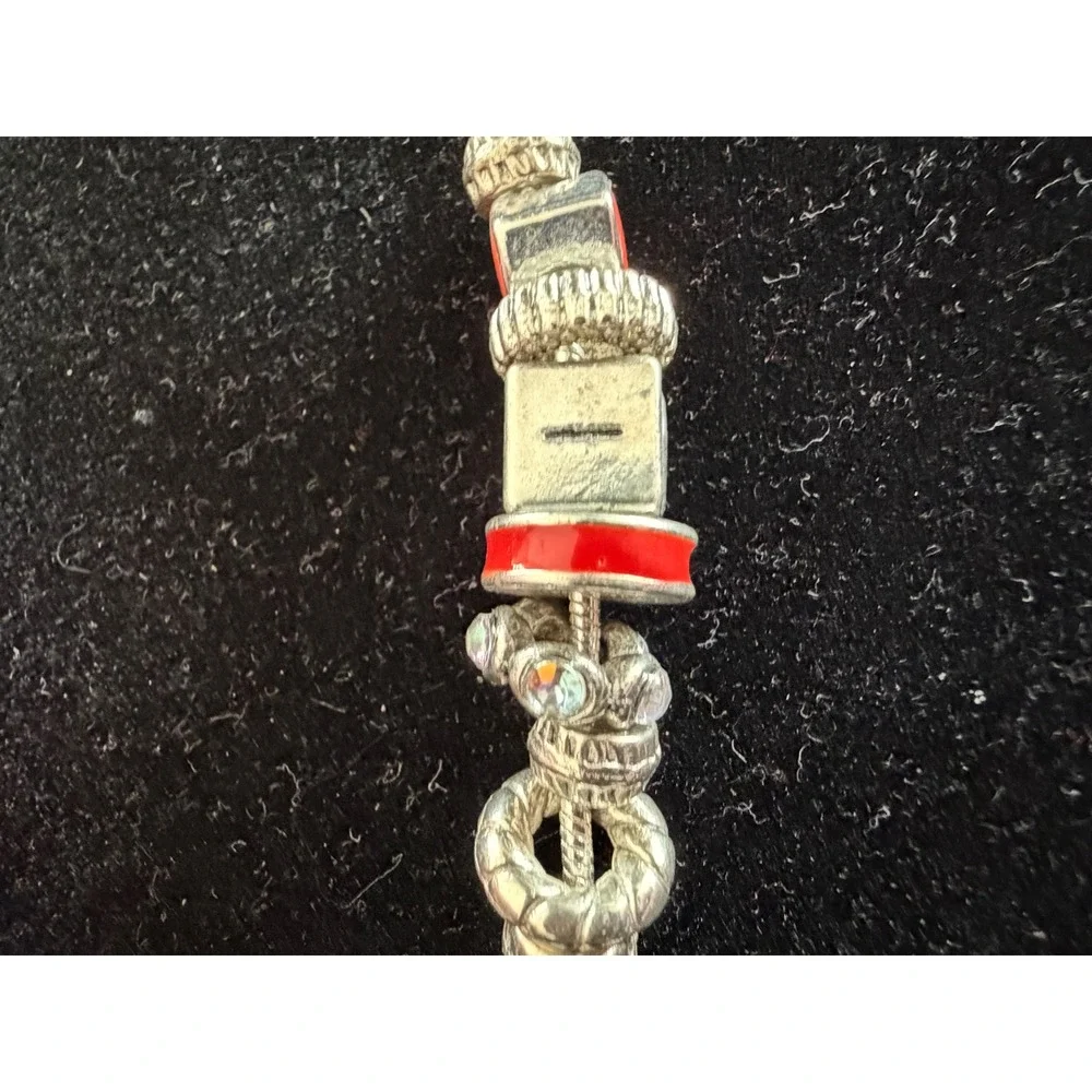Snake Charm Necklace Silver‎ Tone Red Love You Heart Enamel Women Rhinestone